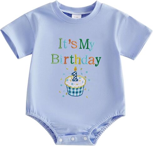 FYBITBO Infant Baby Girl Boy Clothes It's My Birthday Shirt Romper Short Sleeve Bodysuit 1 Cake First Birthday Outfit in Saudi Arabia