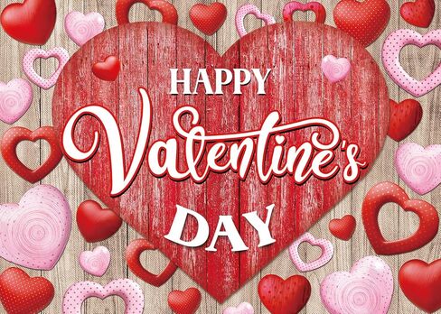 INRUI Happy Valentine's Day Photography Backdrop Rustic Wood Red Love Heart Valentine's Day Theme Bridal Baby Shower Party Decorations Banner (7x5FT) in Saudi Arabia
