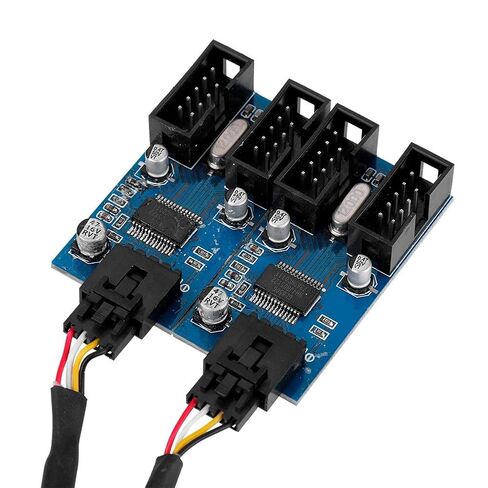 Dioche F USB Splitter Premium 9 Pin USB Header Male to 4 Female Extension Cable Splitter - طول 28 سم، التوافق مع واجهة اللوحة الأم 9 Pin، أداء عالي و in Kuwait
