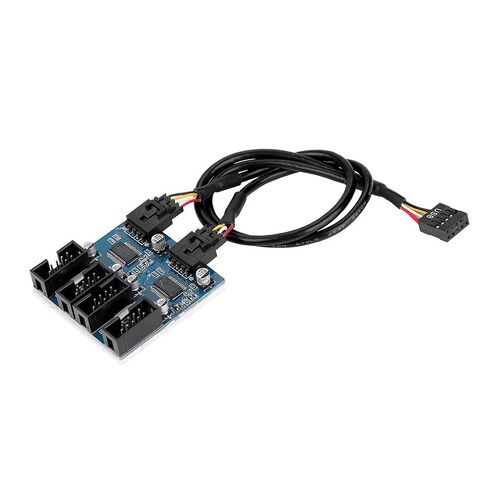 Dioche F USB Splitter Premium 9 Pin USB Header Male to 4 Female Extension Cable Splitter - طول 28 سم، التوافق مع واجهة اللوحة الأم 9 Pin، أداء عالي و in Kuwait