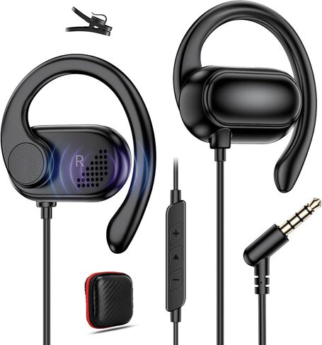 APETOO 3.5mm Open-Ear Headphones with Adjustable Earhook,Mic & Volume Control,4.9ft Wired Earbuds HiFi Stereo Anti-hurt Ear On-Ear Earphone for Chromebook Kids School Tablet Airplane Travel Laptop MP3 in Saudi Arabia