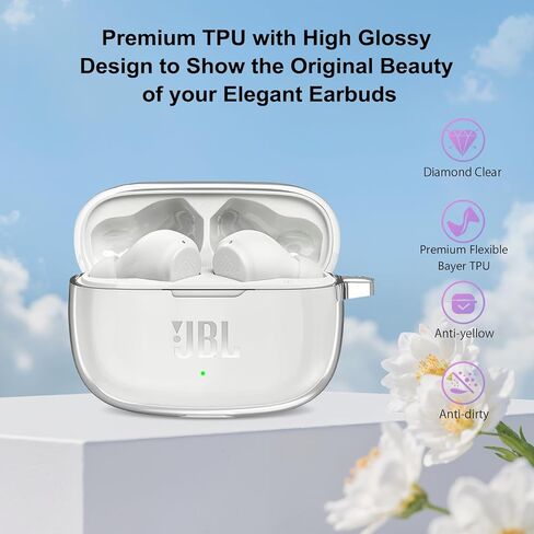 لـ JBL Vibe 200TWS/JBL Vibe Beam/Beam 2 حافظة شفافة، حماية كاملة ضد الصدمات غطاء TPU شفاف ناعم لـJBL Vibe Beam 2 ملحقات سماعات الأذن مع حلقة تسلق وقلم تنظيف - شفاف in Kuwait