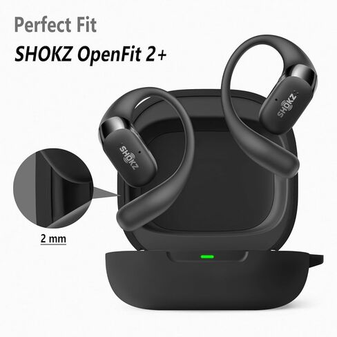 Geiomoo Silicone Case for SHOKZ OpenFit 2+ T921, Soft Flexible Scratch Resistant Protective Cover with Carabiner (Black) in Saudi Arabia