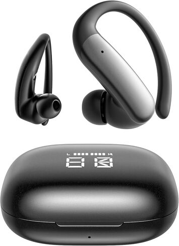 Sport Earbuds with Ear Hook 66hrs Playtime with LED Display Case, Wireless Bluetooth 6.0, Sports Over The Ear Earbuds, IPX4 Gym Workout Running Headphones, Deep Bass & Stereo Sound. in Saudi Arabia