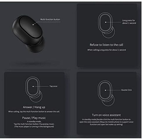 XIAOMI TWSEJ04LS Redmi Airdots سماعات أذن، بلوتوث، مقاومة للعرق، سماعات أذن لاسلكية حقيقية، الإصدار العالمي - أسود، صغير in Kuwait