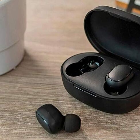 XIAOMI TWSEJ04LS Redmi Airdots سماعات أذن، بلوتوث، مقاومة للعرق، سماعات أذن لاسلكية حقيقية، الإصدار العالمي - أسود، صغير in Kuwait
