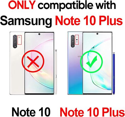 حافظة LeYi لهاتف Samsung Galaxy Note-10-Plus: [𝐍𝐨𝐭 𝐅𝐢𝐭 𝐍𝐨𝐭𝐞 𝟏𝟎]، حافظة Samsung Note 10 Plus مع غطاء كاميرا، حامل حلقي شديد التحمل من الدرجة العسكرية لهاتف Android Note10+ Plus، أسود in Kuwait