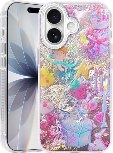 Compatible with iPhone 17 Case,with [Shockproof Protective][Camera Protection] Cute Butterfly Aesthetic Phone Cover Anti-Yellowing Soft Slim Cover for Women Girl-Purple in Saudi Arabia