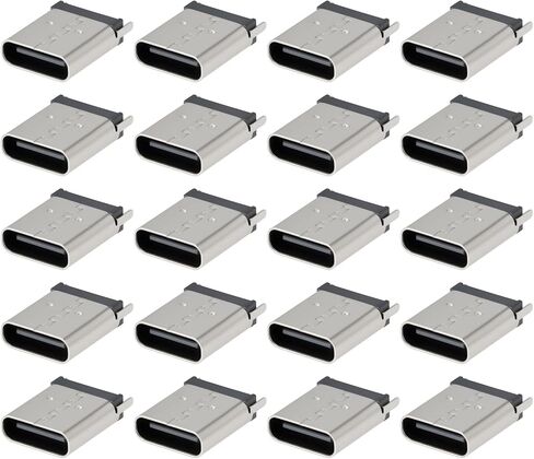 ECSiNG 20pcs USB Type-C 6Pin Vertical Female PCB Jack Connector 10.5mm Height for Electronic Device Connections in Saudi Arabia