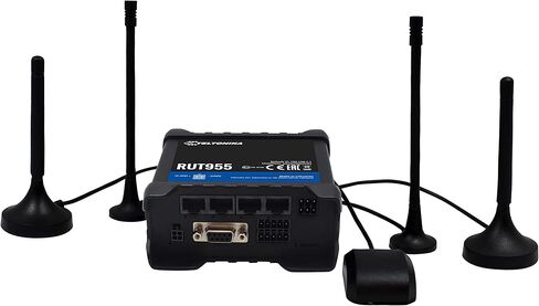 Teltonika RUT955J7V020 موديل RUT955 جهاز التوجيه الخلوي الصناعي؛ المزدوج سيم. اتصال 4G LTE (Cat 4)، 3G، 2G؛ للاستخدام مع T-Mobile وAT&T؛ تجاوز الفشل التلقائي؛ APN التلقائي؛ ما يصل إلى 100 مستخدم للواي فاي in Saudi Arabia