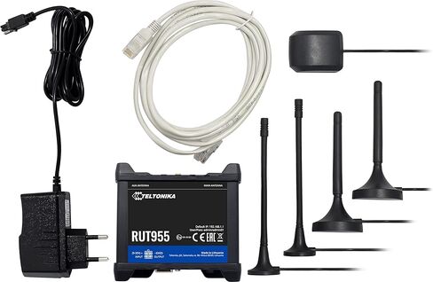Teltonika RUT955J7V020 موديل RUT955 جهاز التوجيه الخلوي الصناعي؛ المزدوج سيم. اتصال 4G LTE (Cat 4)، 3G، 2G؛ للاستخدام مع T-Mobile وAT&T؛ تجاوز الفشل التلقائي؛ APN التلقائي؛ ما يصل إلى 100 مستخدم للواي فاي in Saudi Arabia