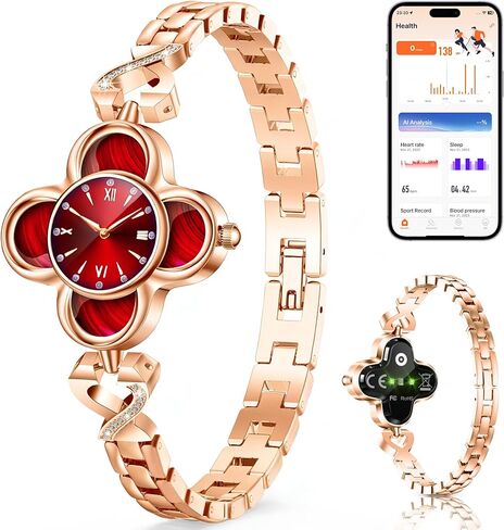 Gold Watches for Women, Luxury Casual Fashion Women's Wrist Watches with Smart Notifications, 24/7 Blood Pressure/Sleep/Heart Rate/Sport Monitor, IP68 Waterproof Women Smart Watch with Free APP in Saudi Arabia