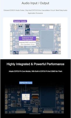 ESP32-P4-WIFI6 لوحة تطوير شاشة تعمل باللمس IPS مقاس 7 بوصات مع كاميرا OV5647، استنادًا إلى ESP32-P4 وESP32-C6 دقة 1024 × 600 شاشة تعمل باللمس بخمس نقاط تدعم Wi-Fi 6 / Bluetooth 5 (LE) in Kuwait