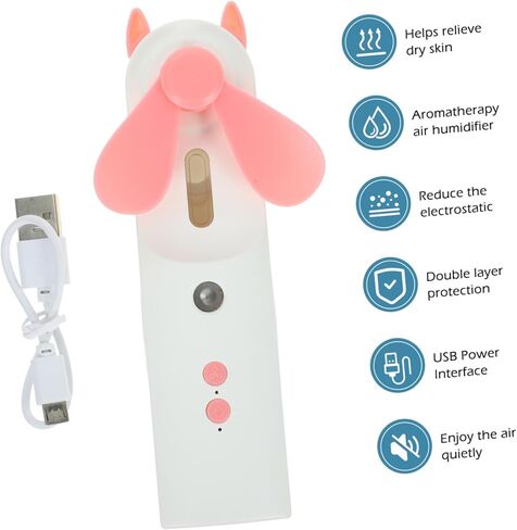 Rechargeable Mini USB Cooling Fan with Mist Spray Portable Handheld Fan for Travel and Outdoor Use Quiet Personal Cooler in Pink in Saudi Arabia
