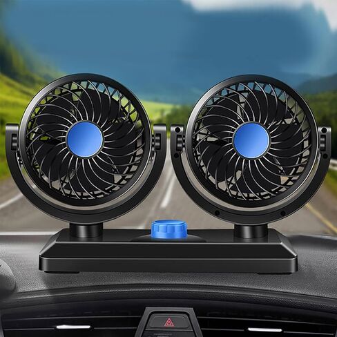 Car Cooling Air Fan, Electric Double Head Cooling Air Circulator, 360 Degree Rotating Car Fan for Sedan, SUV, Motorhome, Boat, Truck, Car Vehicles, Portable in Saudi Arabia