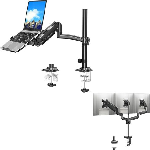 MOUNTUP Triple Monitor Stand Mount - 3 Monitors Desk Mount for Computer Screens+MOUNTUP Laptop Desk Mount, Adjustable Laptop Stand for max 17" Notebook in Saudi Arabia