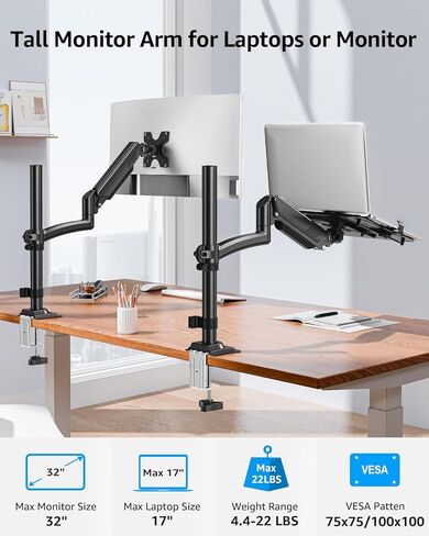 MOUNTUP Triple Monitor Stand Mount - 3 Monitors Desk Mount for Computer Screens+MOUNTUP Laptop Desk Mount, Adjustable Laptop Stand for max 17" Notebook in Saudi Arabia