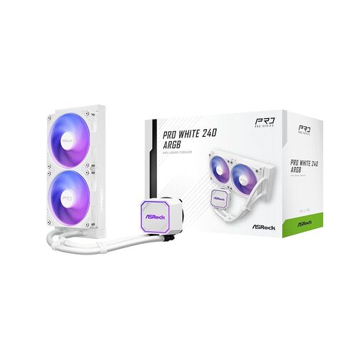 ASRock Pro White 240 ARGB مبرد وحدة المعالجة المركزية السائل الكل في واحد، مشعاع أبيض 240 مم، إضاءة ARGB ديناميكية، مضخة ثلاثية الطور، وضع صامت 0 ديسيبل، ضمان لمدة 6 سنوات in Saudi Arabia