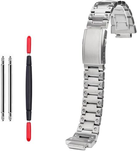 سوار ساعة من الستانلس ستيل متوافق مع كاسيو GM-110 (G-Shock Little Steel Cannon) - إبزيم سلحفاة صلب، 16 ملم، ملحق الساعة in Kuwait