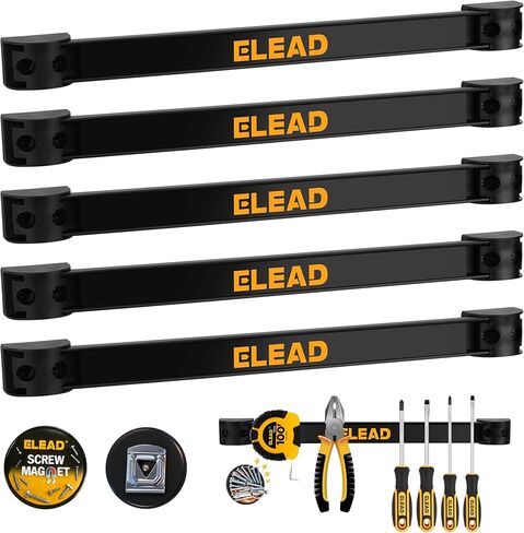 Magnetic Storage Organizer Tool Holder - 6-Piece Wall Mount Rack Garage Organization Power Magnet Hanger Workbench Board Slatwall Van Organizers Mounted Hanging Strip in Saudi Arabia