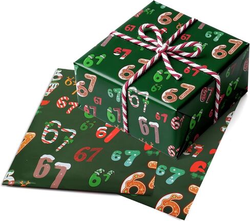 Tintinwiwigo 2Pack-Wrapping Paper, Christmas Wrapping Paper,Holiday Gift Wrap-Paper, Wrap your Party, Holiday, Xmas Gift with the 6 7 Pattern -Style C in Kuwait