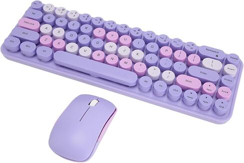 Wireless Keyboard and Mouse Combo, Adjustable Sensitivity Silent Ergonomic Keyboard and Mouse, 2.4G Lag Free Cordless MiceKeyboard for ComputerMac, Laptop, PC (Milk Tea Color Mixed Color) in Kuwait