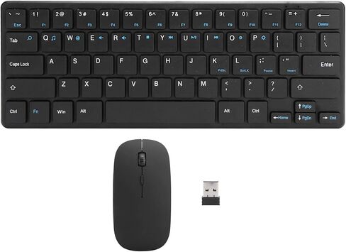 مجموعة لوحة مفاتيح وماوس لاسلكية، مستقبل USB 2.4 جيجا بايت، 64 مفتاحًا، تصميم مريح محمول مع شخصيات بيضاء وزرقاء، طباعة شاشة على الوجهين in Kuwait