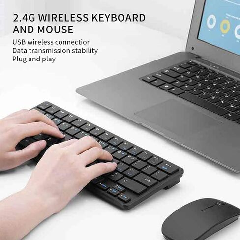 مجموعة لوحة مفاتيح وماوس لاسلكية، مستقبل USB 2.4 جيجا بايت، 64 مفتاحًا، تصميم مريح محمول مع شخصيات بيضاء وزرقاء، طباعة شاشة على الوجهين in Kuwait