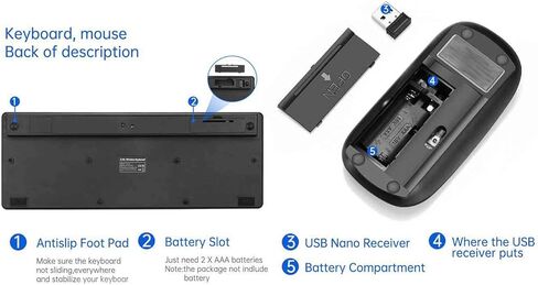 مجموعة لوحة مفاتيح وماوس لاسلكية، مستقبل USB 2.4 جيجا بايت، 64 مفتاحًا، تصميم مريح محمول مع شخصيات بيضاء وزرقاء، طباعة شاشة على الوجهين in Kuwait
