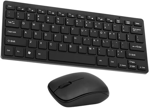 PUSOKEI 2.4GHz Wireless Keyboard and Mouse Combo, 78 Keys Ultra Thin Keyboard with Multimedia Function Keys, Plug and Play USB Receiver, for Wins 7 8 Vista Desktop Laptop Notebook in Saudi Arabia