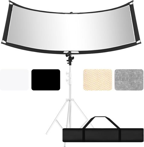 WELLMAKING Clamshell Light Reflector Diffuser with Carrying Bag, 71"×23"/180x60cm Photography Curved Lighting Reflector for Photo Studio Photography & Outdoor Lighting, Black/White/Gold/Silver Colors in Saudi Arabia