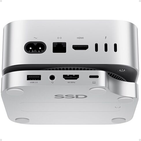 منصة Mac mini M4 وحامل مع حاوية M.2 NVMe 8TB SSD، محور Macmini M4 مع HDMI 4K 60 هرتز، 3 USB-A 10 جيجابت في الثانية لجهاز Mac mini M4/M4 Pro 2024، حامل معدني للشاشة والمكتب ومنفذ VESA in Kuwait