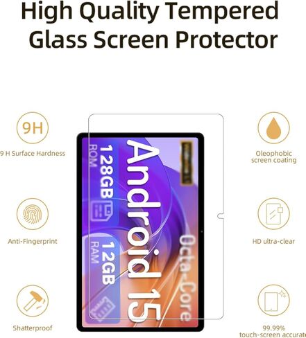 Screen Protector for JUNYANG T30W Tablet 10.1 inch Android 15, HD Scratch Resistant Tempered Glass Film for JUNYANG T30W Drop Protection,Touch Sensitive,Anti-Fingerprint,2 pack. in Saudi Arabia