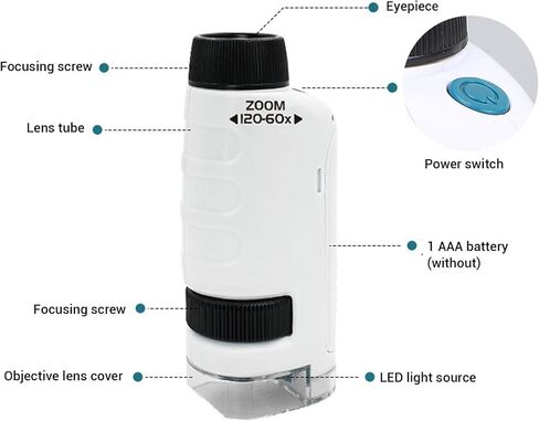 WALFRONT 60-120X مجهر محمول عدسة بصرية عالية الدقة للمراقبة اليومية مع ضوء LED مرن يضيء الموضوعات لظروف الإضاءة المنخفضة in Kuwait