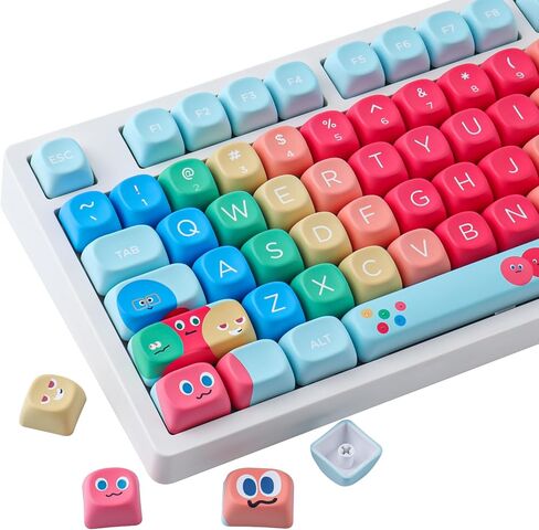 PBT Keycaps MOA Profile MayDay Cute Keycaps 130 مفتاحًا صبغ التسامي Kawaii Keycap مجموعة لمفاتيح Cherry MX المغناطيسية للوحة المفاتيح الميكانيكية in Kuwait