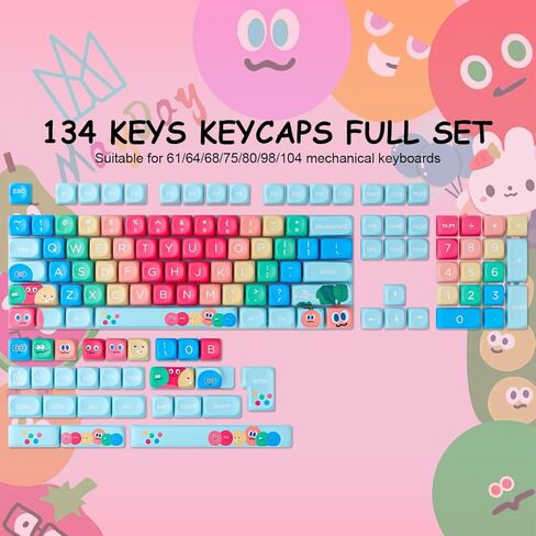 PBT Keycaps MOA Profile MayDay Cute Keycaps 130 مفتاحًا صبغ التسامي Kawaii Keycap مجموعة لمفاتيح Cherry MX المغناطيسية للوحة المفاتيح الميكانيكية in Kuwait