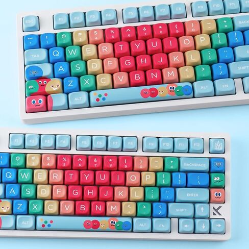 PBT Keycaps MOA Profile MayDay Cute Keycaps 130 مفتاحًا صبغ التسامي Kawaii Keycap مجموعة لمفاتيح Cherry MX المغناطيسية للوحة المفاتيح الميكانيكية in Kuwait