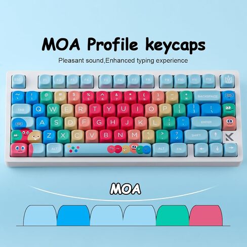 PBT Keycaps MOA Profile MayDay Cute Keycaps 130 مفتاحًا صبغ التسامي Kawaii Keycap مجموعة لمفاتيح Cherry MX المغناطيسية للوحة المفاتيح الميكانيكية in Kuwait