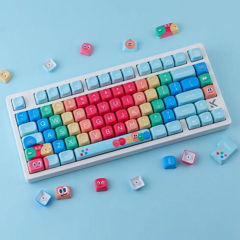 PBT Keycaps MOA Profile MayDay Cute Keycaps 130 مفتاحًا صبغ التسامي Kawaii Keycap مجموعة لمفاتيح Cherry MX المغناطيسية للوحة المفاتيح الميكانيكية in Kuwait
