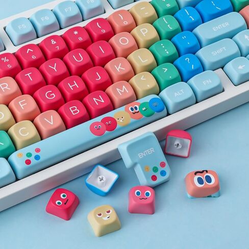 PBT Keycaps MOA Profile MayDay Cute Keycaps 130 مفتاحًا صبغ التسامي Kawaii Keycap مجموعة لمفاتيح Cherry MX المغناطيسية للوحة المفاتيح الميكانيكية in Kuwait