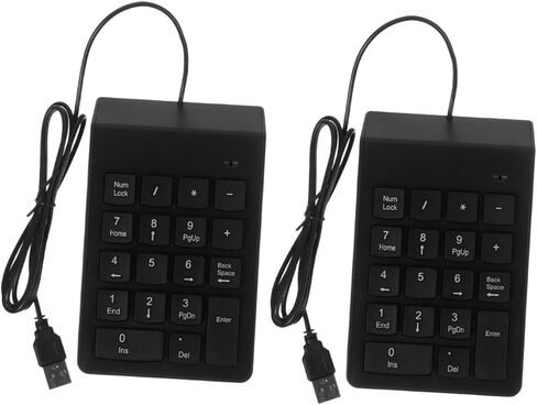 HOMSFOU 2 قطعة لوحة مفاتيح رقمية USB 18 مفتاح لوحة مفاتيح ميكانيكية Numpad لوحة أرقام خارجية محمولة لأجهزة الكمبيوتر المحمول وسطح المكتب والمحاسبة المالية in Kuwait