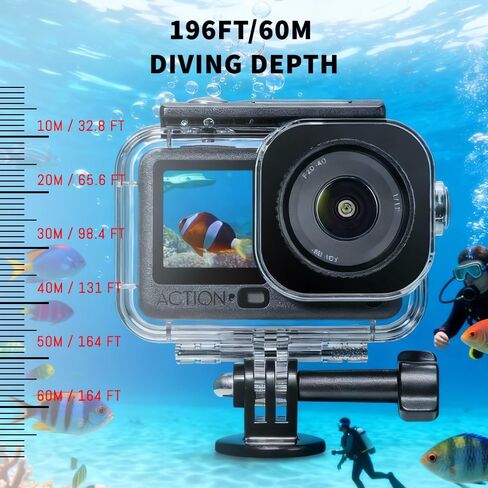 Action 6 Waterproof Case for DJI Osmo Action 6 Camera, with Anti-Fog Underwater Housing Shell Cage Supports 60M/196FT Deep Diving Scuba Snorkeling Swimming with Quick Release Screw Action 6 Cameras in Saudi Arabia