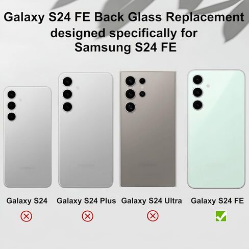 Galaxy S24 FE Back Glass Replacement for Samsung Galaxy S24 FE Rear Back Cover Glass Waterproof and Camera Lens+Professional Repair Tool Kit (Titanium Violet) (Mint) in Saudi Arabia