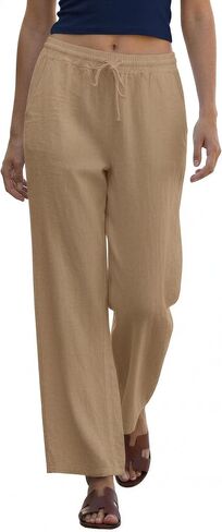 Women's 100% Linen Pants – Made in Italy, One Size Fits All (S,M,L) – Lightweight and High-Waisted Trousers in Saudi Arabia