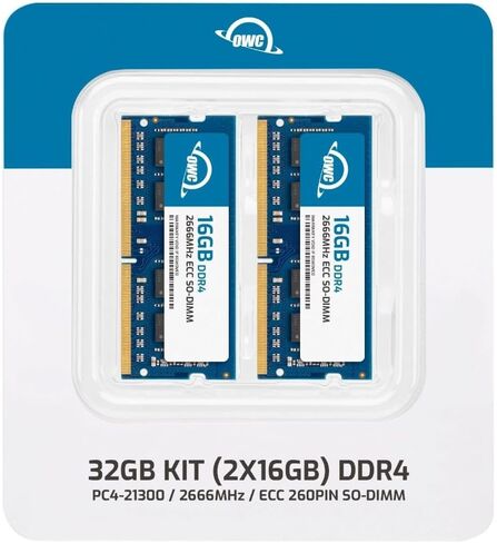 OWC 32GB (2x16GB) DDR4 2666 PC4-21300 CL19 2Rx8 260-pin 1.2V ECC ترقية وحدة ذاكرة الوصول العشوائي SODIMM غير المخزنة متوافقة مع Synology ActiveProtect DP320 DP340 in Saudi Arabia