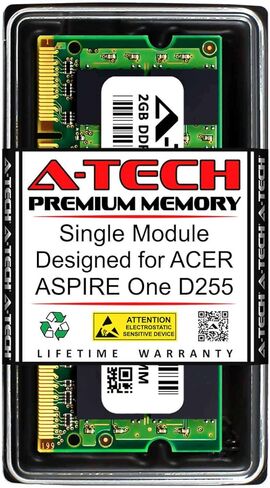 ذاكرة الوصول العشوائي A-Tech بسعة 2 جيجابايت لجهاز ACER Aspire ONE D255 | وحدة ترقية الذاكرة DDR2 667 ميجاهرتز SODIMM PC2-5300 ذات 200 دبوس غير متوافقة مع نظام تصحيح الأخطاء (ECC) in Kuwait