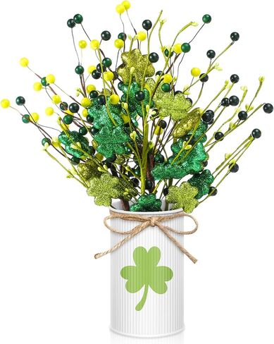 Valentine's Day Table Centerpiece Decor Romantic Artificial Flower Stems Floral Heart Shaped Berry Picks with Metal Pots for Wedding Party Hotel Office Home Decoration(Pink) in Saudi Arabia