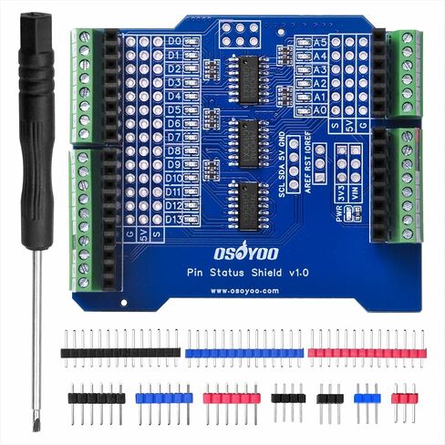 درع تصحيح عالمي للوحة Arduino Uno مع مؤشرات حالة دبوس LED | متوافق مع UNO R3، R4 Minima، Leonardo، Zero وجميع اللوحات المتوافقة مع Pin in Saudi Arabia