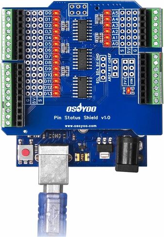 درع تصحيح عالمي للوحة Arduino Uno مع مؤشرات حالة دبوس LED | متوافق مع UNO R3، R4 Minima، Leonardo، Zero وجميع اللوحات المتوافقة مع Pin in Saudi Arabia