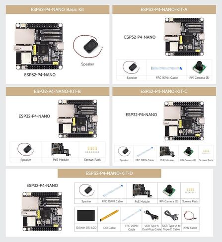 Waveshare ESP32-P4-NANO High-Performance Development Board, Based On ESP32-P4 Chip with RISC-V Dual-core and Single-core Processors, Bundle with PoE Module (4 Items) in Saudi Arabia
